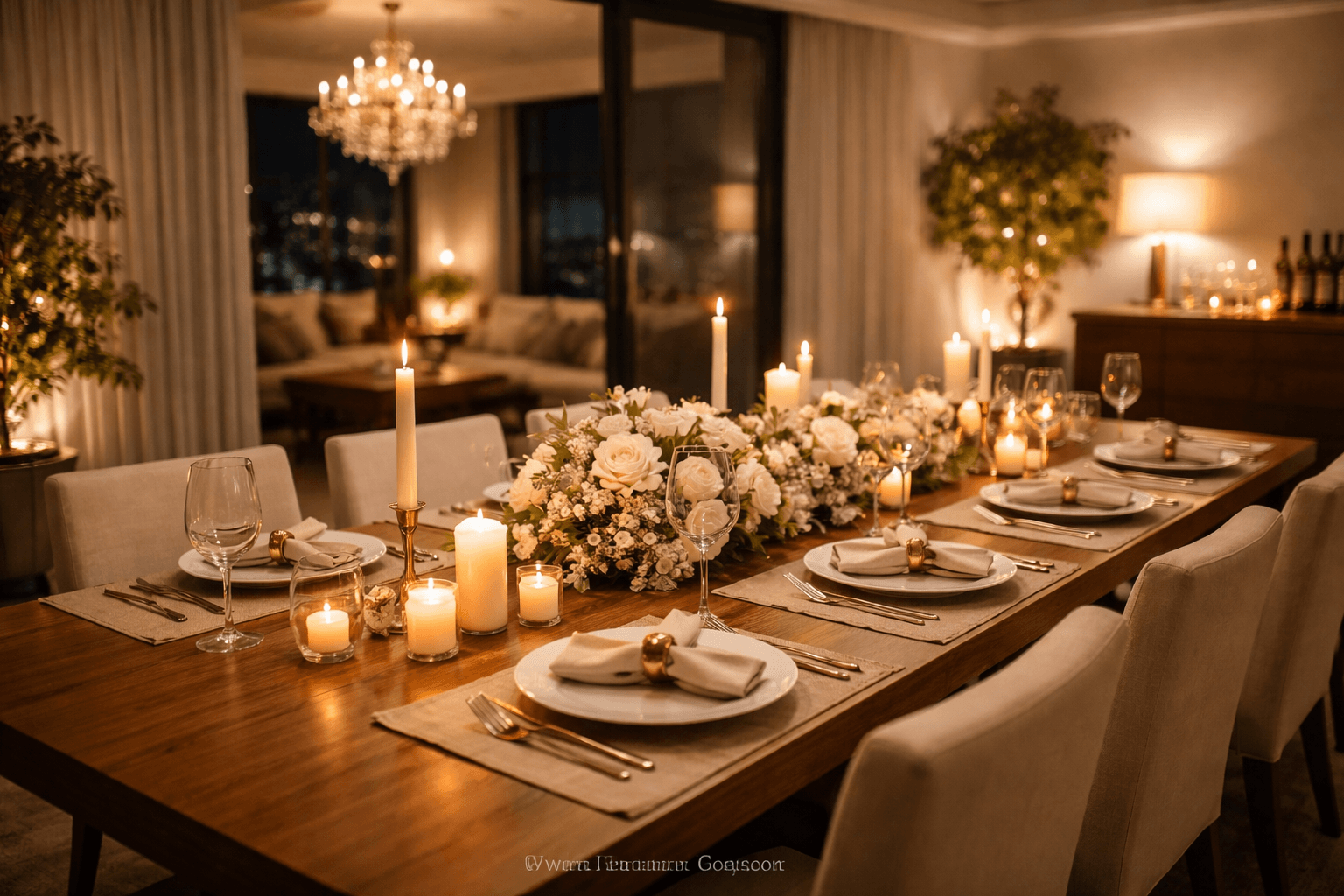 Elegant private dinner party table setup in Mumbai