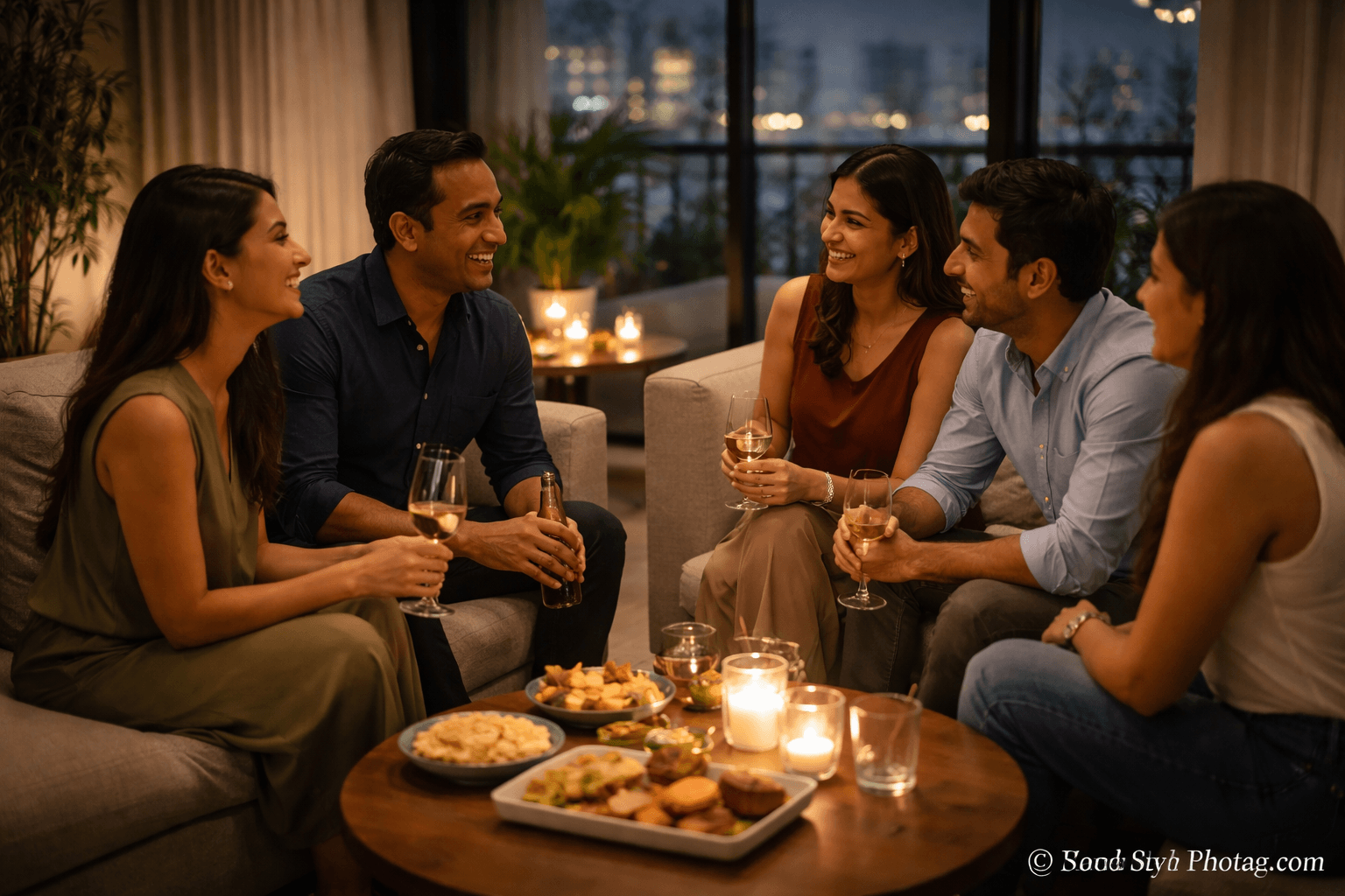 Small group house party in Mumbai with friends